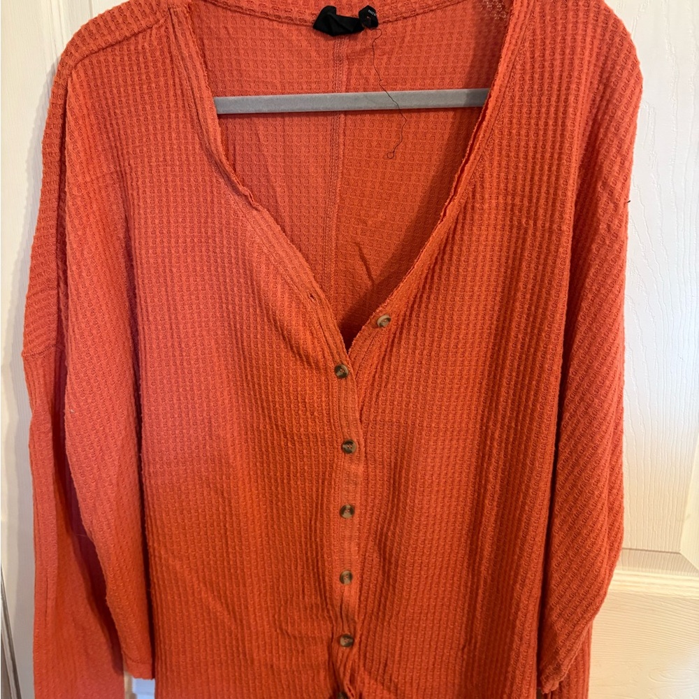 Out from Under Orange button up Henley